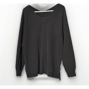 Aerie Oversized Wonder Waffle Knit Pullover Womens Medium Black Cozy Lounge